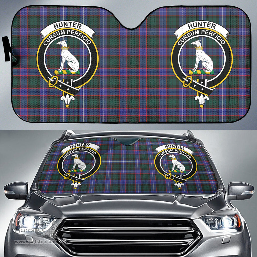 Scottish Hunter Modern Clan Tartan Crest Tartan Car Sun Shade Scottish Plaid Tartan Plaid - ScotsTee - scotstee.com