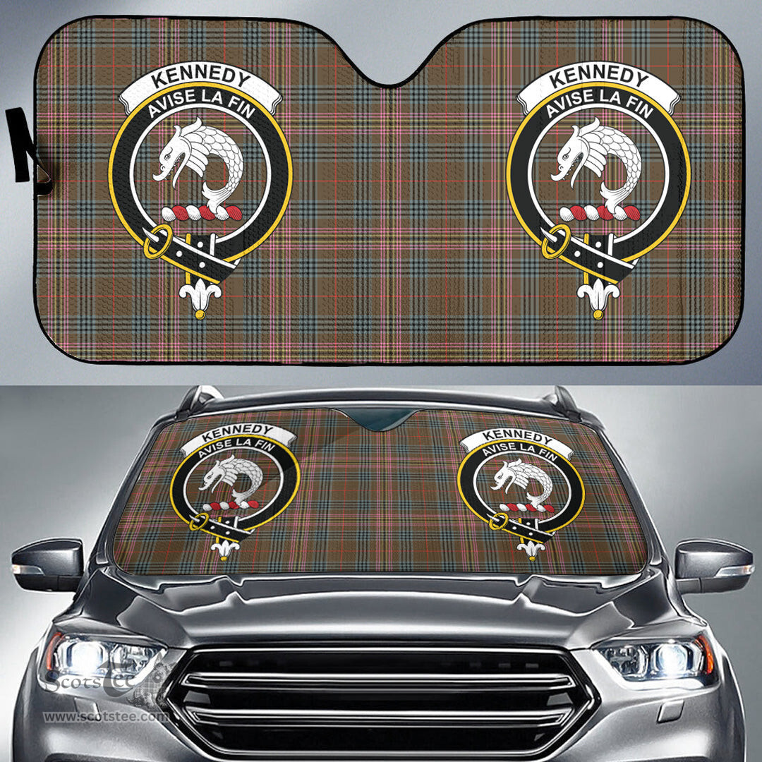 Scottish Kennedy Weathered Clan Tartan Crest Tartan Car Sun Shade Scottish Plaid Tartan Plaid - ScotsTee - scotstee.com