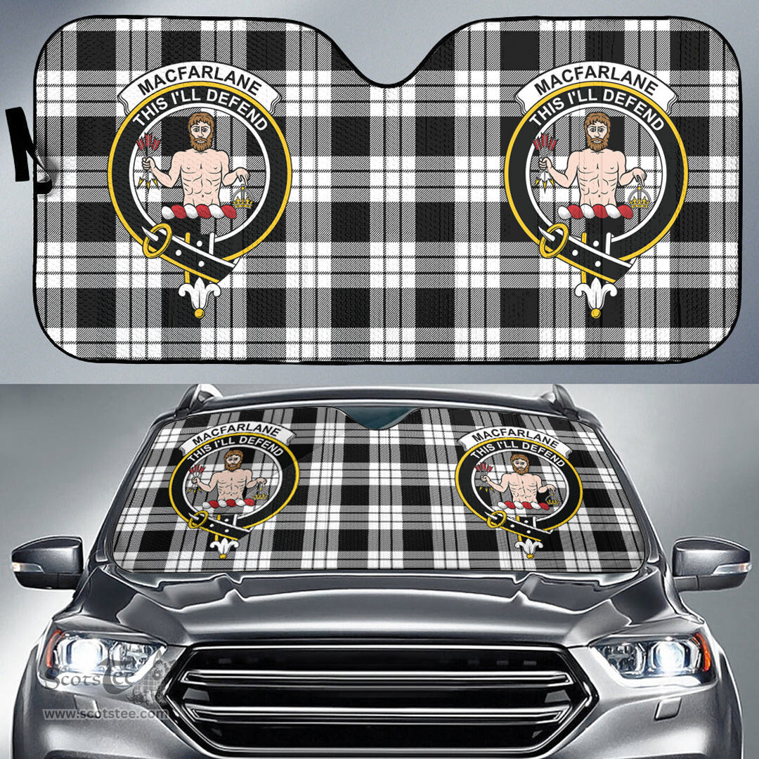 Scottish MacFarlane Black White Clan Tartan Crest Tartan Car Sun Shade Scottish Plaid Tartan Plaid - ScotsTee - scotstee.com
