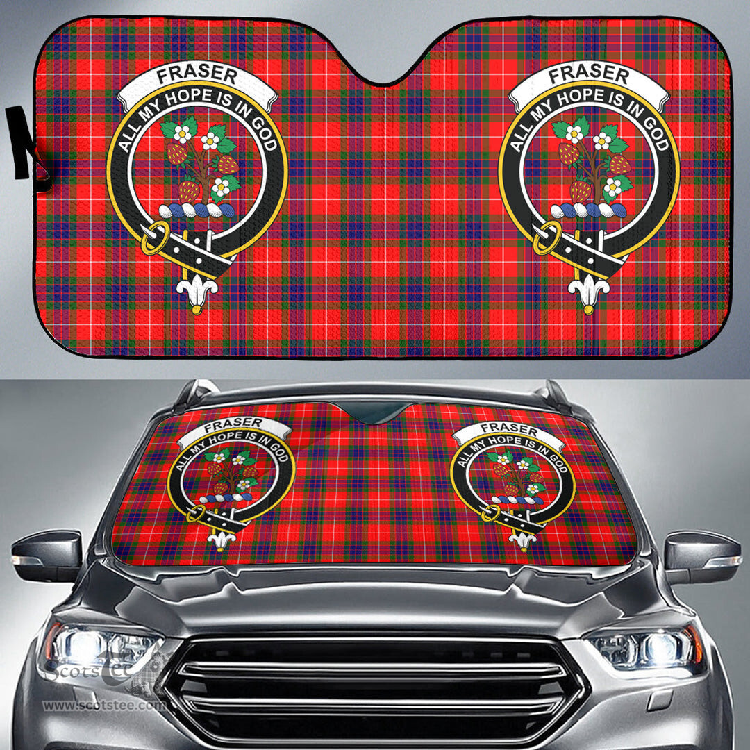 Scottish Fraser Modern Clan Tartan Crest Tartan Car Sun Shade Scottish Plaid Tartan Plaid - ScotsTee - scotstee.com