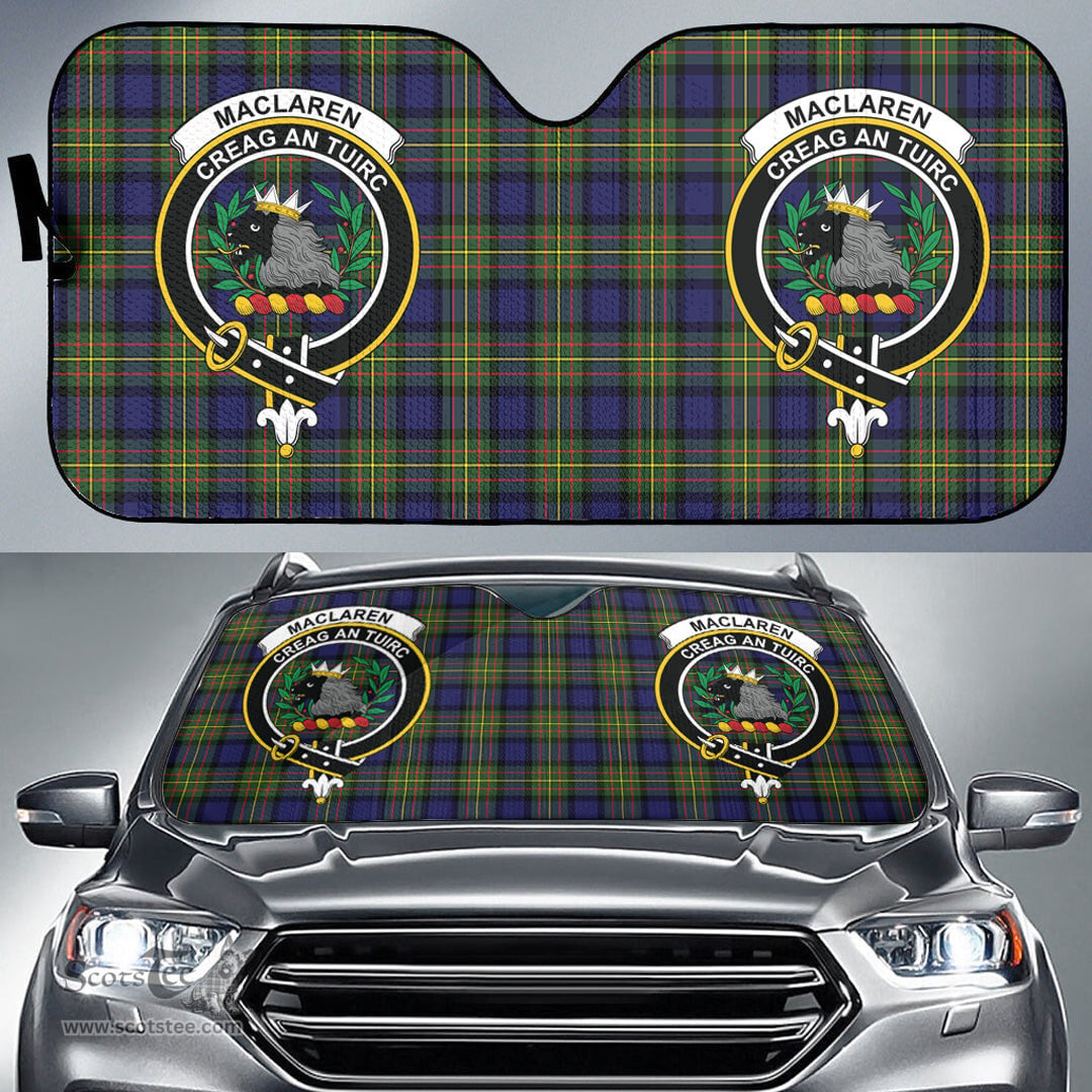 Scottish MacLaren Modern Clan Tartan Crest Tartan Car Sun Shade Scottish Plaid Tartan Plaid - ScotsTee - scotstee.com