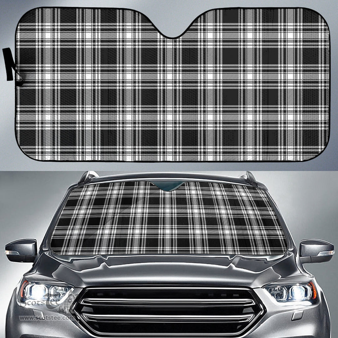 Scottish Menzies Black White Modern Tartan Car Sun Shade Scottish Plaid Tartan Plaid - ScotsTee - scotstee.com