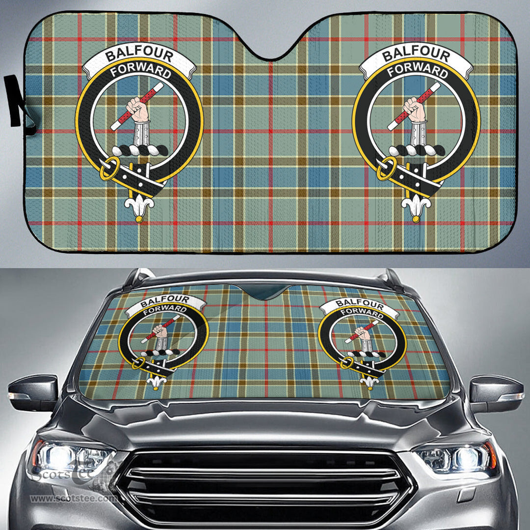 Scottish Balfour Blue Clan Tartan Crest Tartan Car Sun Shade Scottish Plaid Tartan Plaid - ScotsTee - scotstee.com