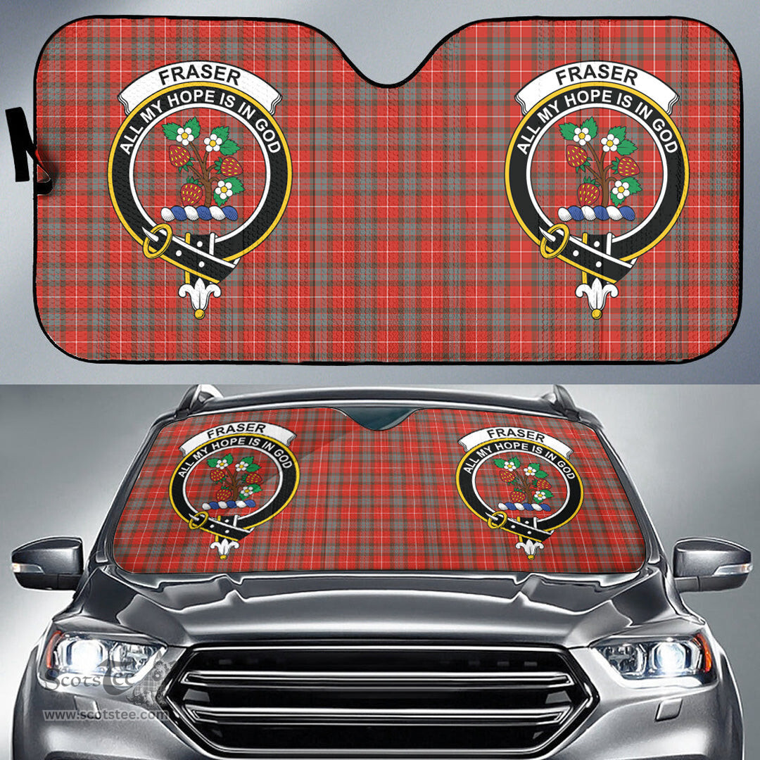 Scottish Fraser Weathered Clan Tartan Crest Tartan Car Sun Shade Scottish Plaid Tartan Plaid - ScotsTee - scotstee.com
