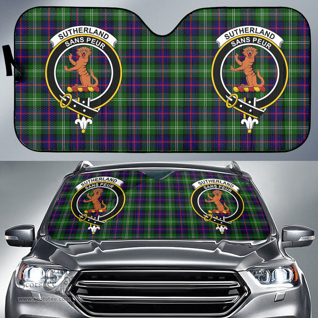 Scottish Sutherland Modern Clan Tartan Crest Tartan Car Sun Shade Scottish Plaid Tartan Plaid - ScotsTee - scotstee.com
