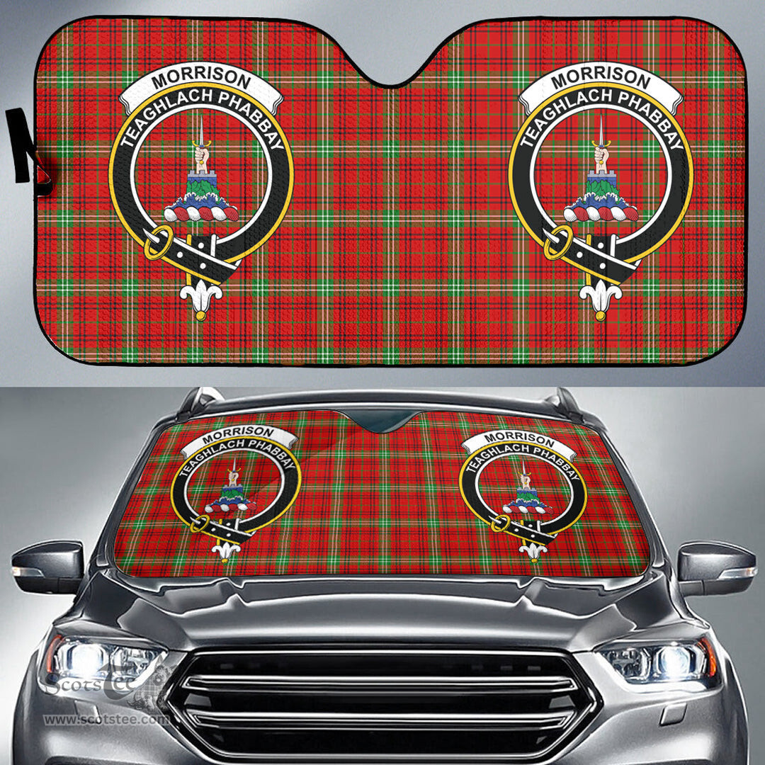 Scottish Morrison Red Modern Clan Tartan Crest Tartan Car Sun Shade Scottish Plaid Tartan Plaid - ScotsTee - scotstee.com