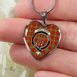 Langlands Scottish Clan Heart Necklacemother's day gifts, gifts for mom, best gift for girlfriend, Tartan Heart Necklace Jewelry, Gold Heart Necklace, Silver Heart Necklace, Plaid Heart Necklace