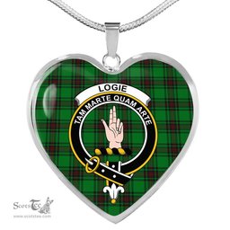 Logie Scottish Clan Heart Necklacemother's day gifts, gifts for mom, best gift for girlfriend, Tartan Heart Necklace Jewelry, Gold Heart Necklace, Silver Heart Necklace, Plaid Heart Necklace