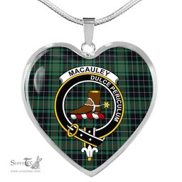 MacAuley Hunting Scottish Clan Heart Necklacemother's day gifts, gifts for mom, best gift for girlfriend, Tartan Heart Necklace Jewelry, Gold Heart Necklace, Silver Heart Necklace, Plaid Heart Necklace