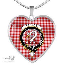 Lennox Crest Dress Scottish Clan Heart Necklacemother's day gifts, gifts for mom, best gift for girlfriend, Tartan Heart Necklace Jewelry, Gold Heart Necklace, Silver Heart Necklace, Plaid Heart Necklace