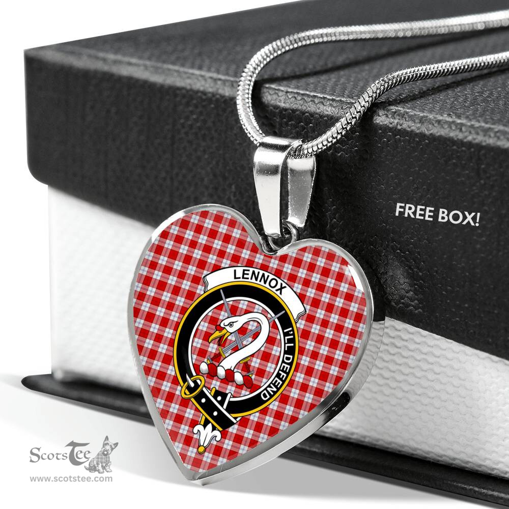 Lennox Crest Dress Scottish Clan Heart Necklacemother's day gifts, gifts for mom, best gift for girlfriend, Tartan Heart Necklace Jewelry, Gold Heart Necklace, Silver Heart Necklace, Plaid Heart Necklace