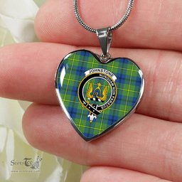 Johnstone Ancient Scottish Clan Heart Necklacemother's day gifts, gifts for mom, best gift for girlfriend, Tartan Heart Necklace Jewelry, Gold Heart Necklace, Silver Heart Necklace, Plaid Heart Necklace