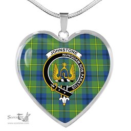 Johnstone Ancient Scottish Clan Heart Necklacemother's day gifts, gifts for mom, best gift for girlfriend, Tartan Heart Necklace Jewelry, Gold Heart Necklace, Silver Heart Necklace, Plaid Heart Necklace