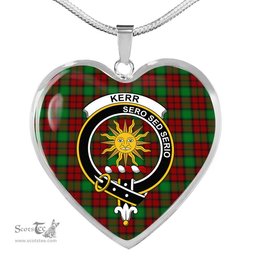 Kerr Scottish Clan Heart Necklacemother's day gifts, gifts for mom, best gift for girlfriend, Tartan Heart Necklace Jewelry, Gold Heart Necklace, Silver Heart Necklace, Plaid Heart Necklace