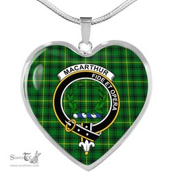 MacArthur Scottish Clan Heart Necklacemother's day gifts, gifts for mom, best gift for girlfriend, Tartan Heart Necklace Jewelry, Gold Heart Necklace, Silver Heart Necklace, Plaid Heart Necklace