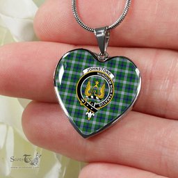 Johnstone Dress Scottish Clan Heart Necklacemother's day gifts, gifts for mom, best gift for girlfriend, Tartan Heart Necklace Jewelry, Gold Heart Necklace, Silver Heart Necklace, Plaid Heart Necklace