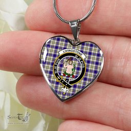 Livingstone Dress Scottish Clan Heart Necklacemother's day gifts, gifts for mom, best gift for girlfriend, Tartan Heart Necklace Jewelry, Gold Heart Necklace, Silver Heart Necklace, Plaid Heart Necklace