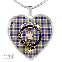 Livingstone Dress Scottish Clan Heart Necklacemother's day gifts, gifts for mom, best gift for girlfriend, Tartan Heart Necklace Jewelry, Gold Heart Necklace, Silver Heart Necklace, Plaid Heart Necklace