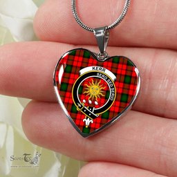 Kerr Modern Scottish Clan Heart Necklacemother's day gifts, gifts for mom, best gift for girlfriend, Tartan Heart Necklace Jewelry, Gold Heart Necklace, Silver Heart Necklace, Plaid Heart Necklace