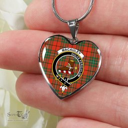 MacAuley Ancient Scottish Clan Heart Necklacemother's day gifts, gifts for mom, best gift for girlfriend, Tartan Heart Necklace Jewelry, Gold Heart Necklace, Silver Heart Necklace, Plaid Heart Necklace
