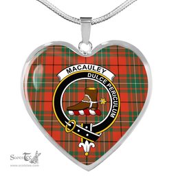 MacAuley Ancient Scottish Clan Heart Necklacemother's day gifts, gifts for mom, best gift for girlfriend, Tartan Heart Necklace Jewelry, Gold Heart Necklace, Silver Heart Necklace, Plaid Heart Necklace