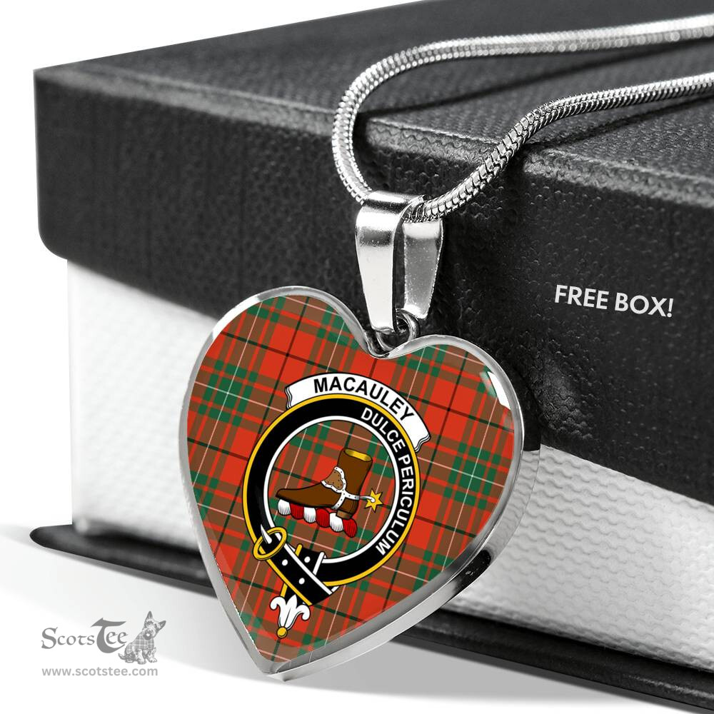 MacAuley Ancient Scottish Clan Heart Necklacemother's day gifts, gifts for mom, best gift for girlfriend, Tartan Heart Necklace Jewelry, Gold Heart Necklace, Silver Heart Necklace, Plaid Heart Necklace