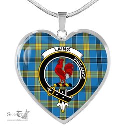 Laing Ancient Scottish Clan Heart Necklacemother's day gifts, gifts for mom, best gift for girlfriend, Tartan Heart Necklace Jewelry, Gold Heart Necklace, Silver Heart Necklace, Plaid Heart Necklace