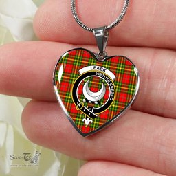 Leask Red Scottish Clan Heart Necklacemother's day gifts, gifts for mom, best gift for girlfriend, Tartan Heart Necklace Jewelry, Gold Heart Necklace, Silver Heart Necklace, Plaid Heart Necklace