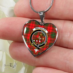 MacAuley Modern Scottish Clan Heart Necklacemother's day gifts, gifts for mom, best gift for girlfriend, Tartan Heart Necklace Jewelry, Gold Heart Necklace, Silver Heart Necklace, Plaid Heart Necklace