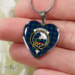 Hutton Scottish Clan Heart Necklacemother's day gifts, gifts for mom, best gift for girlfriend, Tartan Heart Necklace Jewelry, Gold Heart Necklace, Silver Heart Necklace, Plaid Heart Necklace