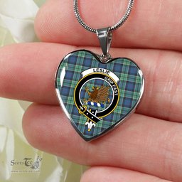 Leslie Hunting Ancient Scottish Clan Heart Necklacemother's day gifts, gifts for mom, best gift for girlfriend, Tartan Heart Necklace Jewelry, Gold Heart Necklace, Silver Heart Necklace, Plaid Heart Necklace