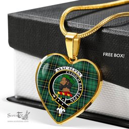 MacAlpine Ancient Scottish Clan Heart Necklacemother's day gifts, gifts for mom, best gift for girlfriend, Tartan Heart Necklace Jewelry, Gold Heart Necklace, Silver Heart Necklace, Plaid Heart Necklace