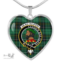 MacAlpine Ancient Scottish Clan Heart Necklacemother's day gifts, gifts for mom, best gift for girlfriend, Tartan Heart Necklace Jewelry, Gold Heart Necklace, Silver Heart Necklace, Plaid Heart Necklace