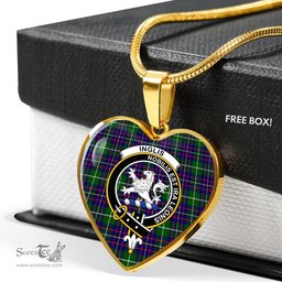 Inglis Modern Scottish Clan Heart Necklacemother's day gifts, gifts for mom, best gift for girlfriend, Tartan Heart Necklace Jewelry, Gold Heart Necklace, Silver Heart Necklace, Plaid Heart Necklace