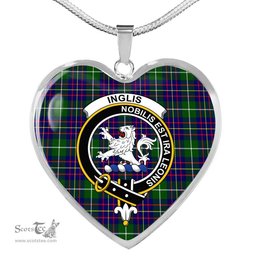 Inglis Modern Scottish Clan Heart Necklacemother's day gifts, gifts for mom, best gift for girlfriend, Tartan Heart Necklace Jewelry, Gold Heart Necklace, Silver Heart Necklace, Plaid Heart Necklace
