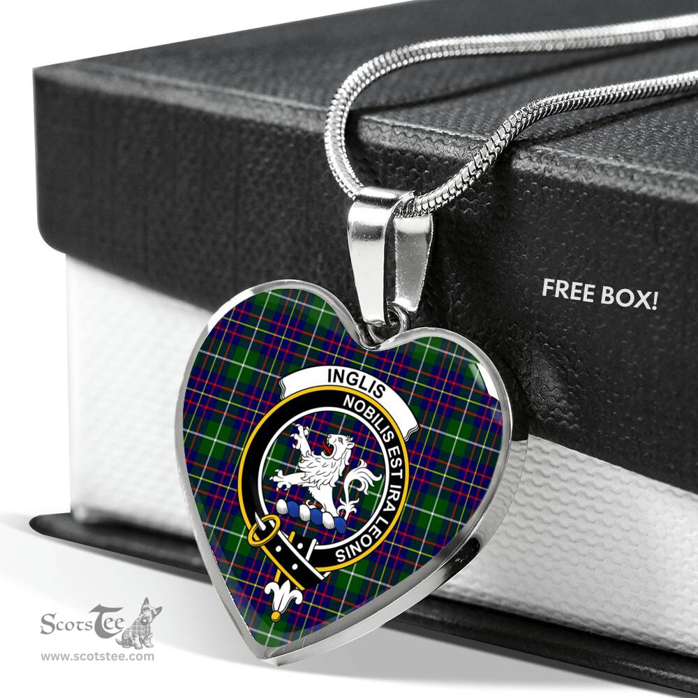 Inglis Modern Scottish Clan Heart Necklacemother's day gifts, gifts for mom, best gift for girlfriend, Tartan Heart Necklace Jewelry, Gold Heart Necklace, Silver Heart Necklace, Plaid Heart Necklace