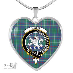 Inglis Ancient Scottish Clan Heart Necklacemother's day gifts, gifts for mom, best gift for girlfriend, Tartan Heart Necklace Jewelry, Gold Heart Necklace, Silver Heart Necklace, Plaid Heart Necklace