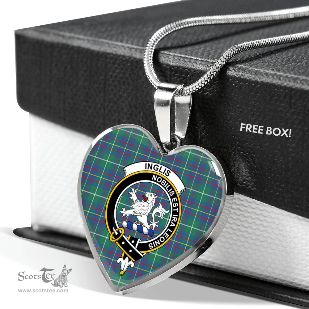 Inglis Ancient Scottish Clan Heart Necklacemother's day gifts, gifts for mom, best gift for girlfriend, Tartan Heart Necklace Jewelry, Gold Heart Necklace, Silver Heart Necklace, Plaid Heart Necklace