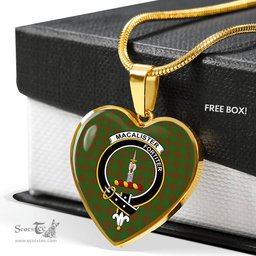 MacAlister Of Glenbarr Hunting Scottish Clan Heart Necklacemother's day gifts, gifts for mom, best gift for girlfriend, Tartan Heart Necklace Jewelry, Gold Heart Necklace, Silver Heart Necklace, Plaid Heart Necklace