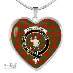 Livingstone Scottish Clan Heart Necklacemother's day gifts, gifts for mom, best gift for girlfriend, Tartan Heart Necklace Jewelry, Gold Heart Necklace, Silver Heart Necklace, Plaid Heart Necklace