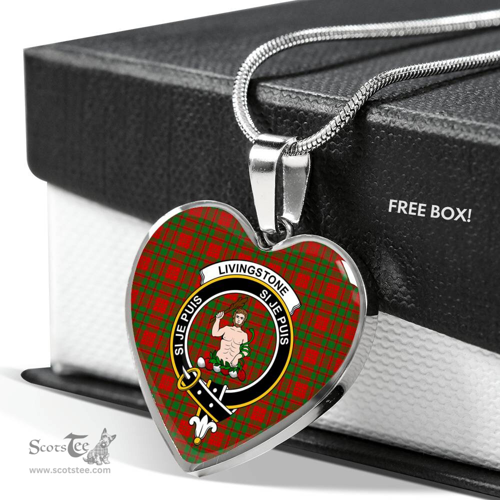 Livingstone Scottish Clan Heart Necklacemother's day gifts, gifts for mom, best gift for girlfriend, Tartan Heart Necklace Jewelry, Gold Heart Necklace, Silver Heart Necklace, Plaid Heart Necklace