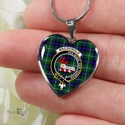 MacDonald Sleat Of The Isles Hunting Modern Scottish Clan Heart Necklacemother's day gifts, gifts for mom, best gift for girlfriend, Tartan Heart Necklace Jewelry, Gold Heart Necklace, Silver Heart Necklace, Plaid Heart Necklace
