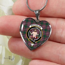 MacFarlane Hunting Modern Scottish Clan Heart Necklacemother's day gifts, gifts for mom, best gift for girlfriend, Tartan Heart Necklace Jewelry, Gold Heart Necklace, Silver Heart Necklace, Plaid Heart Necklace