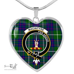MacIntyre Hunting Modern Scottish Clan Heart Necklacemother's day gifts, gifts for mom, best gift for girlfriend, Tartan Heart Necklace Jewelry, Gold Heart Necklace, Silver Heart Necklace, Plaid Heart Necklace