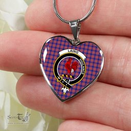 Laing Of Archiestown Scottish Clan Heart Necklacemother's day gifts, gifts for mom, best gift for girlfriend, Tartan Heart Necklace Jewelry, Gold Heart Necklace, Silver Heart Necklace, Plaid Heart Necklace