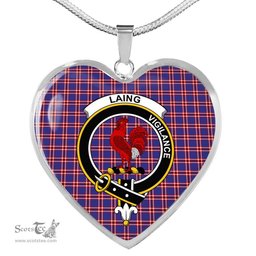 Laing Of Archiestown Scottish Clan Heart Necklacemother's day gifts, gifts for mom, best gift for girlfriend, Tartan Heart Necklace Jewelry, Gold Heart Necklace, Silver Heart Necklace, Plaid Heart Necklace