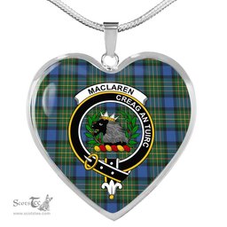 MacLaren Ancient Scottish Clan Heart Necklacemother's day gifts, gifts for mom, best gift for girlfriend, Tartan Heart Necklace Jewelry, Gold Heart Necklace, Silver Heart Necklace, Plaid Heart Necklace