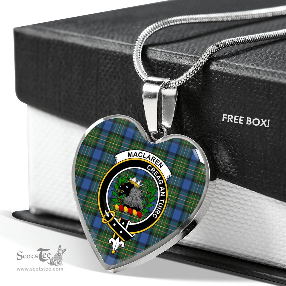 MacLaren Ancient Scottish Clan Heart Necklacemother's day gifts, gifts for mom, best gift for girlfriend, Tartan Heart Necklace Jewelry, Gold Heart Necklace, Silver Heart Necklace, Plaid Heart Necklace