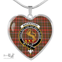 MacKintosh Hunting Weathered Scottish Clan Heart Necklacemother's day gifts, gifts for mom, best gift for girlfriend, Tartan Heart Necklace Jewelry, Gold Heart Necklace, Silver Heart Necklace, Plaid Heart Necklace