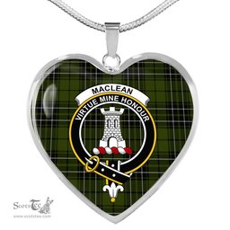 MacLean Hunting Scottish Clan Heart Necklacemother's day gifts, gifts for mom, best gift for girlfriend, Tartan Heart Necklace Jewelry, Gold Heart Necklace, Silver Heart Necklace, Plaid Heart Necklace